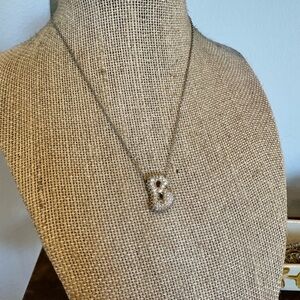 Bubble Gold Pave Initial Necklace